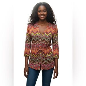 Don Caster Collection, retro, hippie, artsyWave Pattern button down shirt